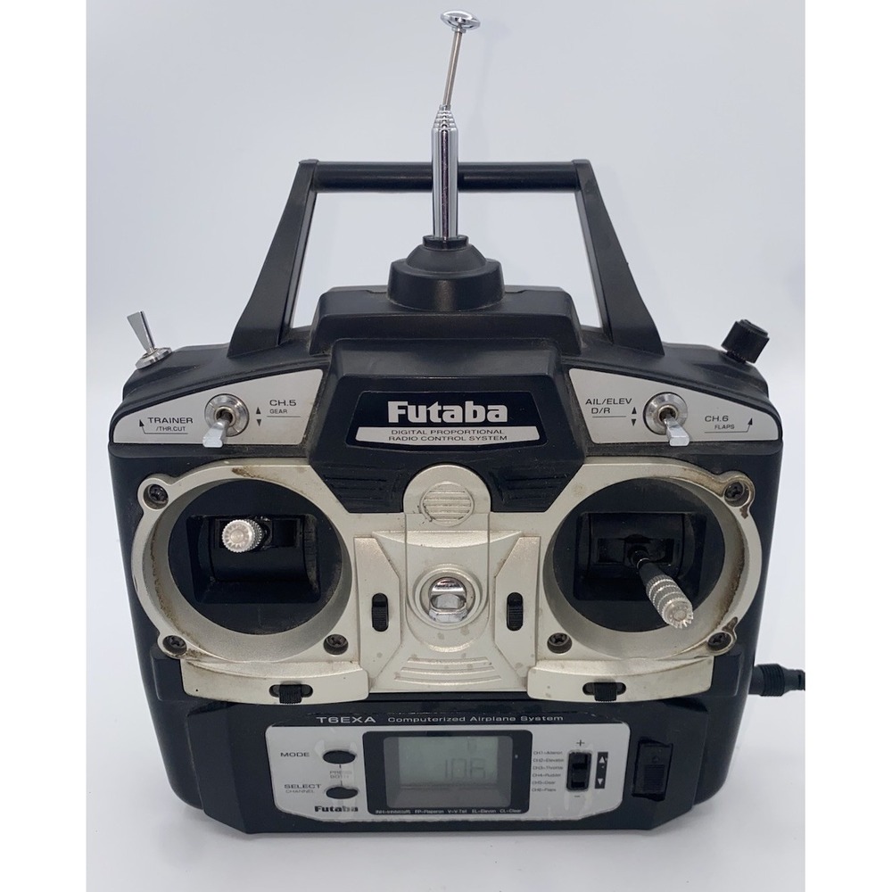 Futaba T6EXA 6-Channel 35MHz RC Transmitter- AC Adapter -Powers On -Missing Back